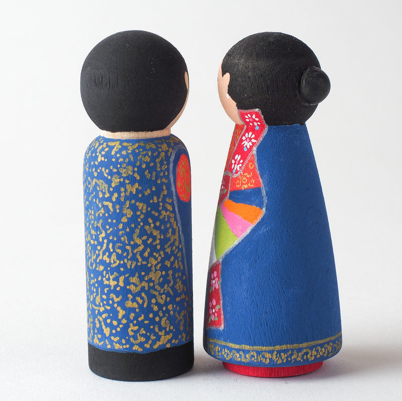 Korean Wedding Cake topper - Peg dolls