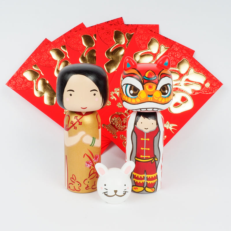 This Lunar New Year is the Year of the Rabbit. Introducing our new Year of the Rabbit Kokeshi dolls, Peg Dolls! Give something unique this new year. Do you know anyone who was born in 1939, 1951, 1963, 1975, 1987, 1999, 2011, 2023? They are hand-painted with love.