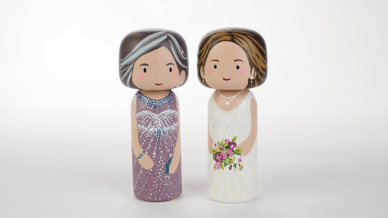 Father of the Bride - Large Custom Wedding Peg Dolls or Kokeshi Dolls