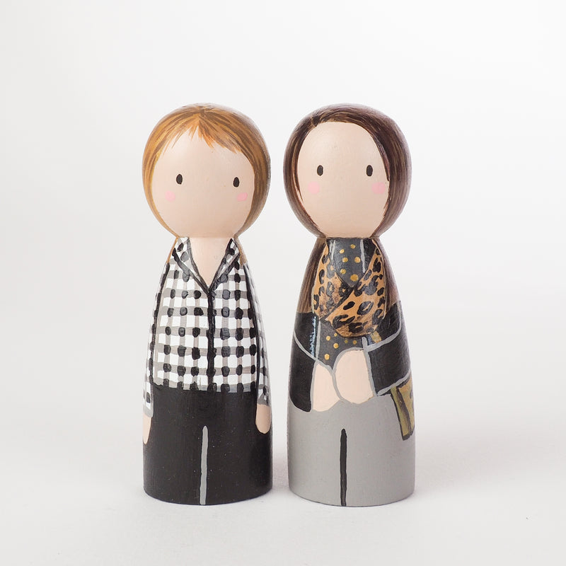 Give something unique and personalized.  Custom peg dolls of your family!  They are hand-painted that show the uniqueness of each individual in your family.  This will definitely touch the heart and bring smiles, may be even happy tears to your family.   These are great for Christmas gifts, parent's gifts, grandparent’s gifts, birthdays, anniversary gifts, couples’ gifts, or any other occasions.