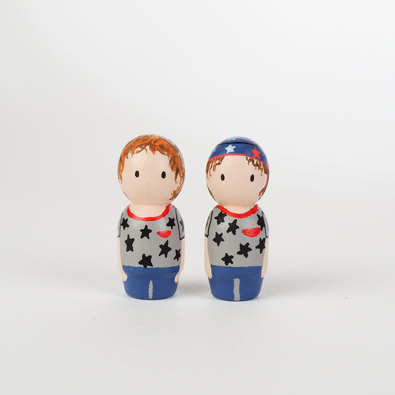Give something unique and personalized.  Custom peg dolls of your family!  They are hand-painted that show the uniqueness of each individual in your family.  This will definitely touch the heart and bring smiles, may be even happy tears to your family.   These are great for Christmas gifts, parent's gifts, grandparent’s gifts, birthdays, anniversary gifts, couples’ gifts, or any other occasions.