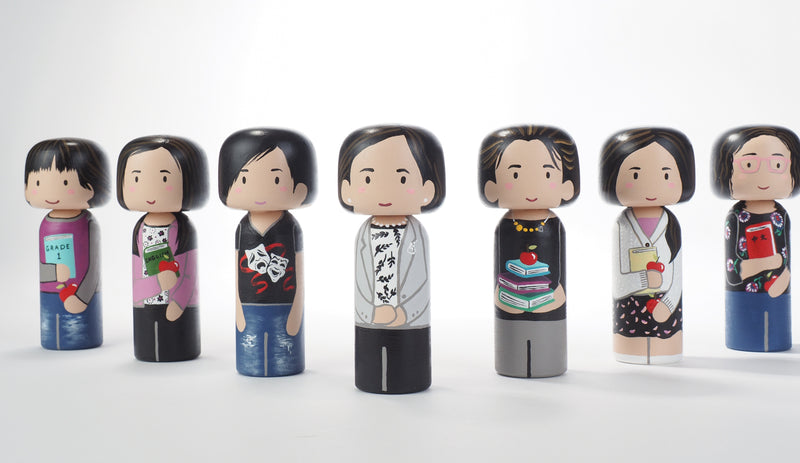 Teacher - Occupational and family portrait Kokeshi dolls!  Give something unique and personalized.  Customize an occupation of your family, friends, or colleagues on Kokeshi dolls!  They are hand-painted with love that show the uniqueness of each individual. 