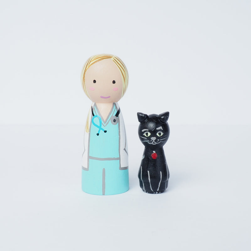 Family portrait with cat - Peg Dolls