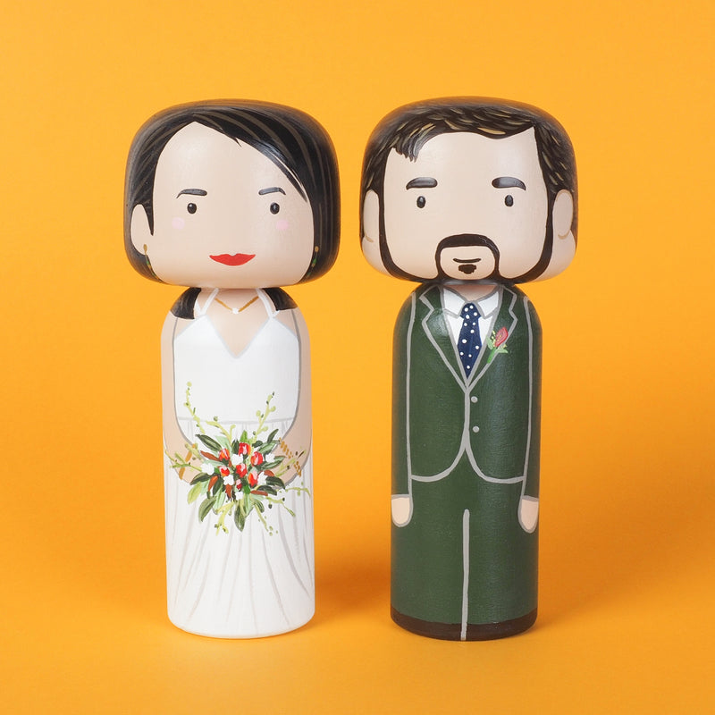 Introducing our customized wedding portrait Kokeshi dolls, Peg Dolls! Give something unique and personalized. 