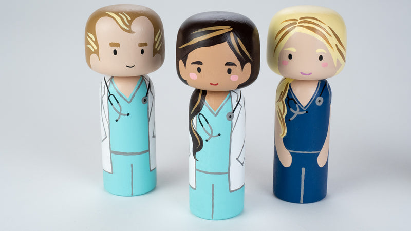 Nurse Kokeshi and Peg doll