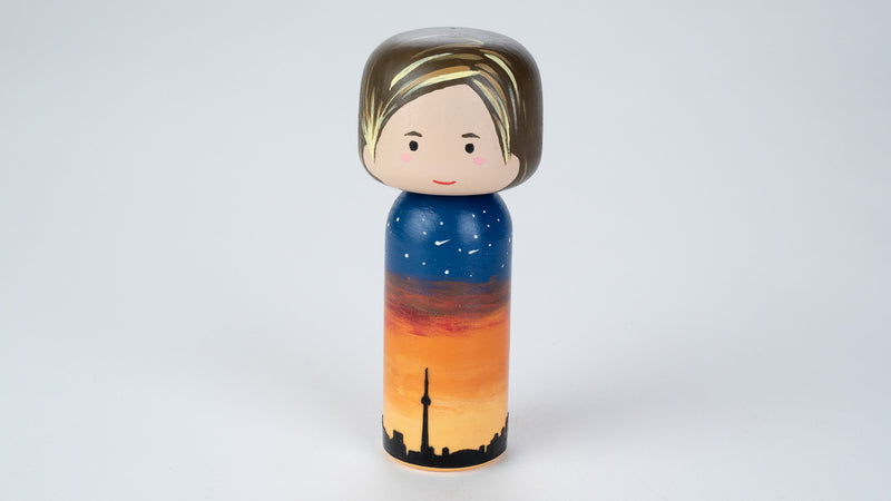 City landscape - Toronto on a Wooden Kokeshi Doll
