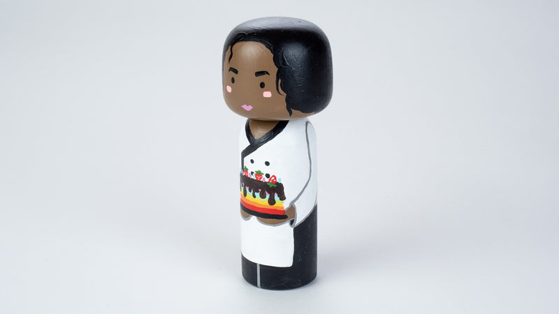 Baker - Hobby and occupational Kokeshi Doll.  Introducing our new hobby and occupational Kokeshi dolls!  Give something unique and personalized.  Customize a hobby or occupation of your family, friends, or colleagues on Kokeshi dolls!  They are hand-painted with love that show the uniqueness of each individual. 