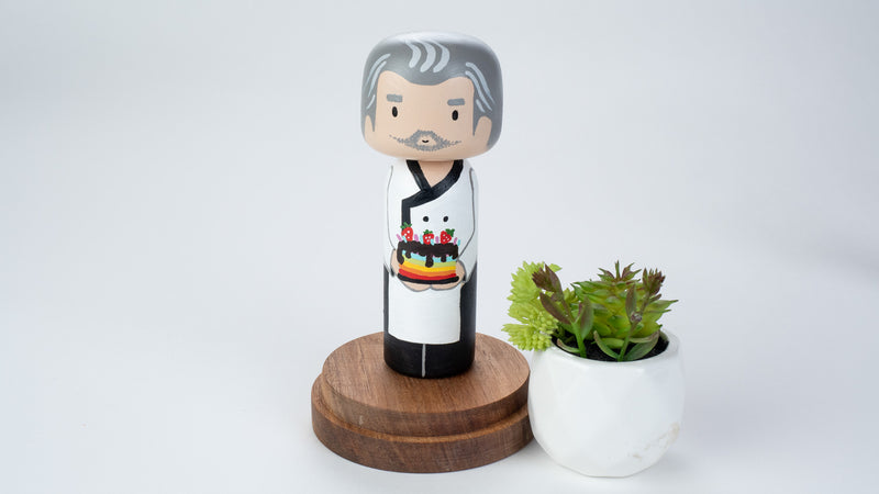 Baker - Hobby and occupational Kokeshi Doll.  Introducing our new hobby and occupational Kokeshi dolls!  Give something unique and personalized.  Customize a hobby or occupation of your family, friends, or colleagues on Kokeshi dolls!  They are hand-painted with love that show the uniqueness of each individual. 