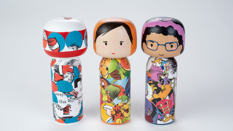 Any 3 Mix and Match hand-painted Kokeshi Dolls