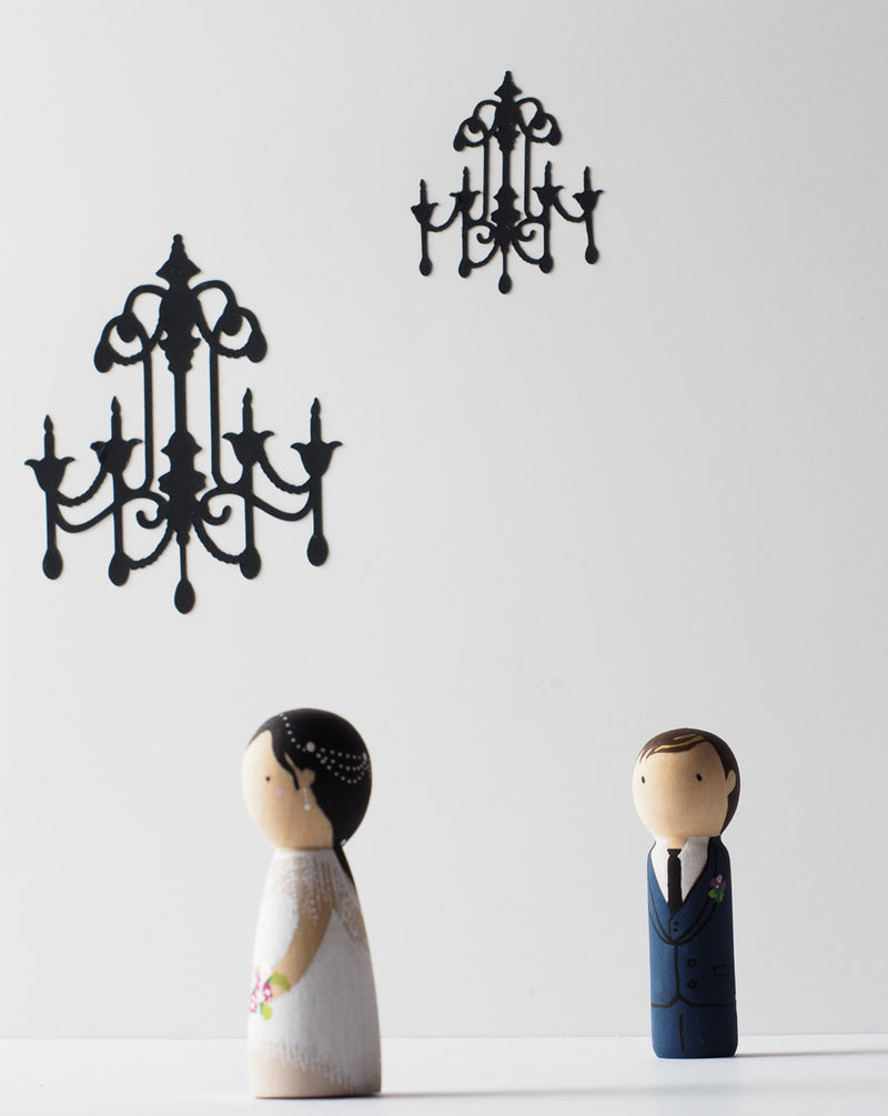 Customized wedding cake topper!  These cute peg dolls show the unique sides of you and your partner.  A great touch of personality to your wedding.  They will WOW your guests.  Also, what a great keepsake it would be!