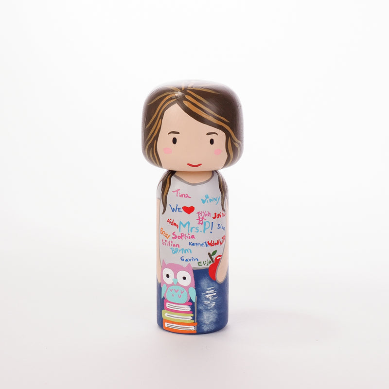 Teacher - Occupational and family portrait Kokeshi dolls!  Give something unique and personalized.  Customize an occupation of your family, friends, or colleagues on Kokeshi dolls!  They are hand-painted with love that show the uniqueness of each individual. 