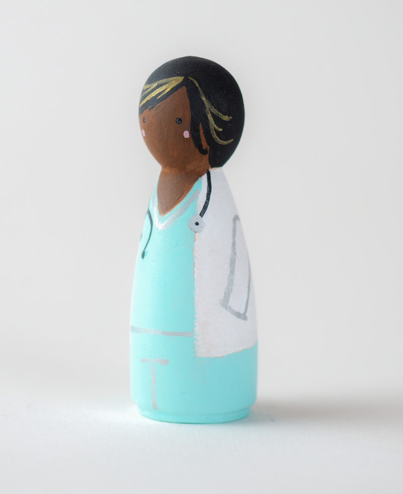 Occupational gift - Doctor Peg Dolls.  Give something unique and personalized.  Custom peg dolls of your family, friends, or colleagues!  They are hand-painted that show the uniqueness of each individual with their hobbies or occupations.  This will definitely touch the heart and bring smiles.  These are great for birthdays, anniversary, parent's gifts, grandparent’s gifts, retirement, graduations, communion, colleague’s going away gift, or any other occasions.