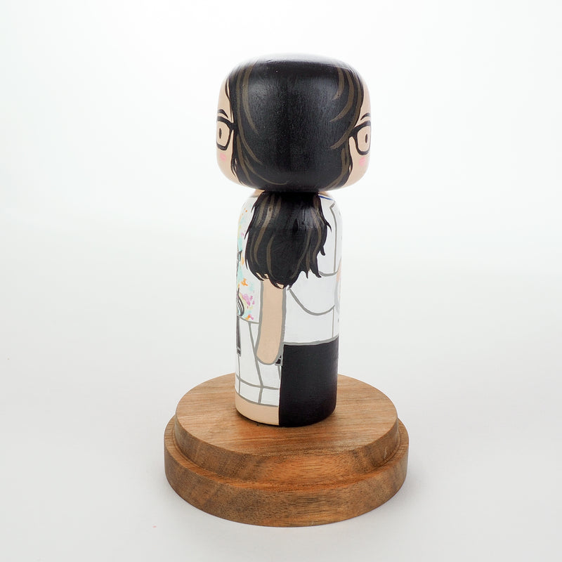Introducing our new 2-in-1 family portrait Kokeshi dolls!  Everyone has many roles, interests, careers, personalities, and we all wear many hats in life.  Why not highlight and celebrate those in a hand-painted doll!  The toughest part is probably to choose the 2 roles you like us to paint.   Give something unique and personalized.  Customize your family, friends, or colleagues on Kokeshi dolls!  They are hand-painted with love that show the uniqueness of each individual. 