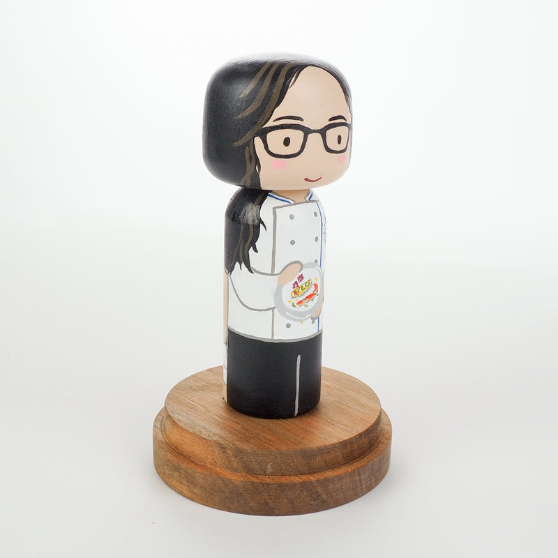 Introducing our new 2-in-1 family portrait Kokeshi dolls!  Everyone has many roles, interests, careers, personalities, and we all wear many hats in life.  Why not highlight and celebrate those in a hand-painted doll!  The toughest part is probably to choose the 2 roles you like us to paint.   Give something unique and personalized.  Customize your family, friends, or colleagues on Kokeshi dolls!  They are hand-painted with love that show the uniqueness of each individual. 
