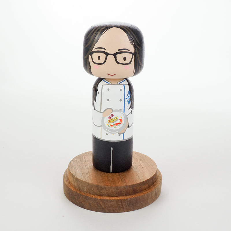 Introducing our new 2-in-1 family portrait Kokeshi dolls!  Everyone has many roles, interests, careers, personalities, and we all wear many hats in life.  Why not highlight and celebrate those in a hand-painted doll!  The toughest part is probably to choose the 2 roles you like us to paint.   Give something unique and personalized.  Customize your family, friends, or colleagues on Kokeshi dolls!  They are hand-painted with love that show the uniqueness of each individual. 