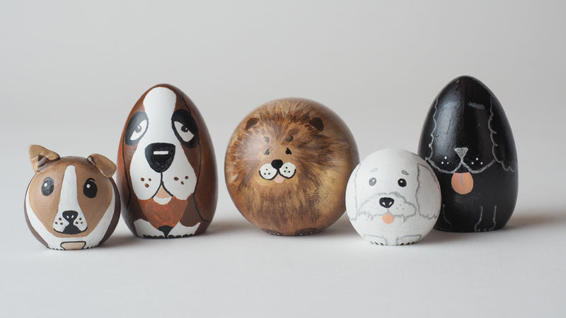 Dog Peg Dolls – Unique pet portrait for pet owners.  Custom dog portrait on a wooden peg doll!  The pet peg doll is hand-painted that show the uniqueness of the pet.  What a unique gift for pet owners or for yourself.  Perfect and unique gift for dog lovers!  It is also a great gift for pet memorials.  It will touch the heart.