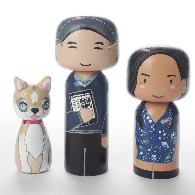 Custom Family and Friends Portrait on Kokeshi Dolls