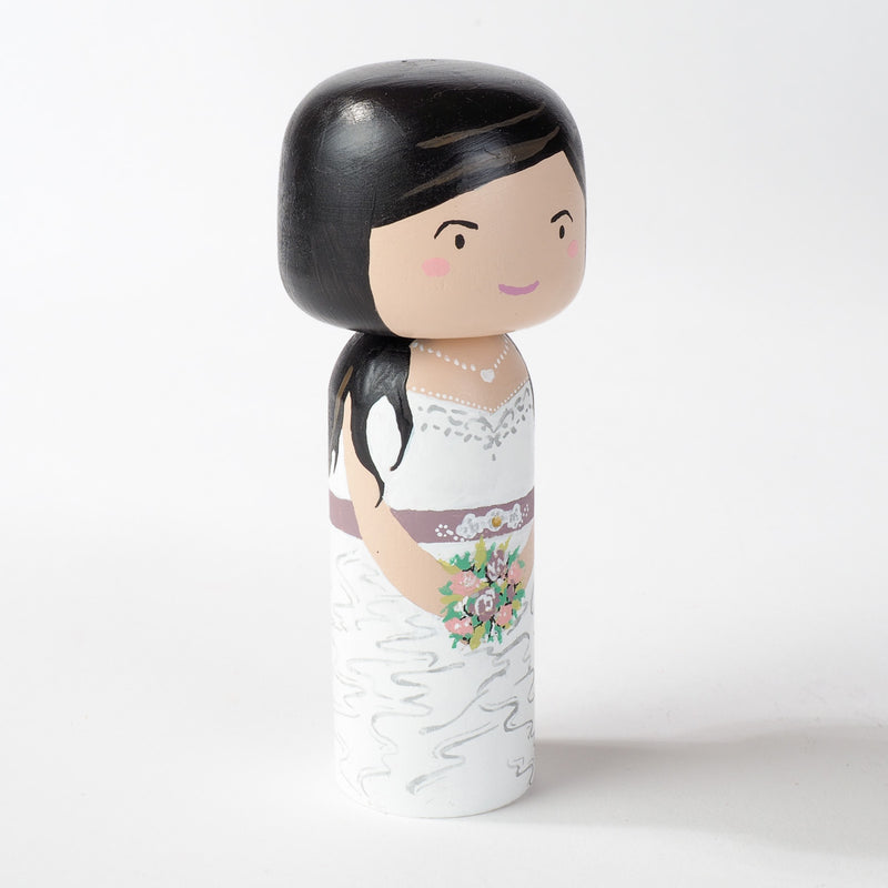 Customized wedding Kokeshi dolls!  These cute Kokeshi dolls show the unique sides of bride and groom.  A great touch of personality to your wedding.  What a great keepsake it would be!  These are also great for Wedding gifts, anniversary gifts, couples’ gifts, bridal showers, or any other occasions.