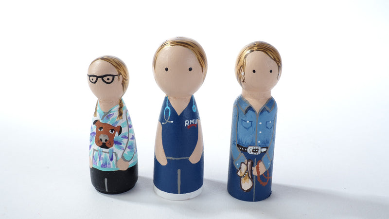 Give something unique and personalized.  Custom peg dolls of your family!  They are hand-painted that show the uniqueness of each individual in your family.  This will definitely touch the heart and bring smiles, may be even happy tears to your family.   These are great for parent's gifts, grandparent’s gifts, birthdays, anniversary gifts, couples’ gifts, or any other occasions.