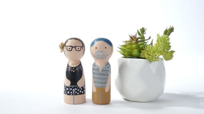 Give something unique and personalized.  Custom peg dolls of your family!  They are hand-painted that show the uniqueness of each individual in your family.  This will definitely touch the heart and bring smiles, may be even happy tears to your family.   These are great for parent's gifts, grandparent’s gifts, birthdays, anniversary gifts, couples’ gifts, or any other occasions.