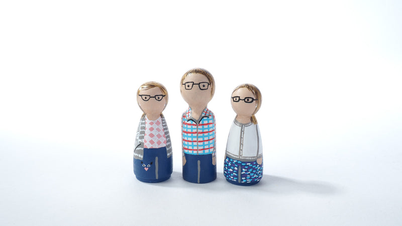 Give something unique and personalized.  Custom peg dolls of your family!  They are hand-painted that show the uniqueness of each individual in your family.  This will definitely touch the heart and bring smiles, may be even happy tears to your family.   These are great for parent's gifts, grandparent’s gifts, birthdays, anniversary gifts, couples’ gifts, or any other occasions.