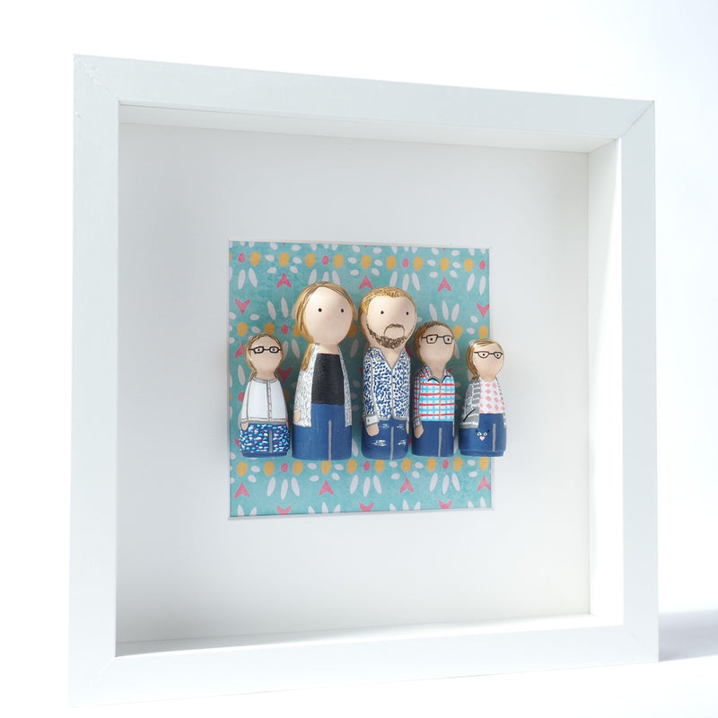 Give something unique and personalized.  Custom peg dolls of your family!  They are hand-painted that show the uniqueness of each individual in your family.  This will definitely touch the heart and bring smiles, may be even happy tears to your family.   These are great for parent's gifts, grandparent’s gifts, birthdays, anniversary gifts, couples’ gifts, or any other occasions.