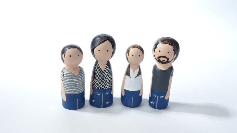 Give something unique and personalized.  Custom peg dolls of your family!  They are hand-painted that show the uniqueness of each individual in your family.  This will definitely touch the heart and bring smiles, may be even happy tears to your family.   These are great for parent's gifts, grandparent’s gifts, birthdays, anniversary gifts, couples’ gifts, or any other occasions.