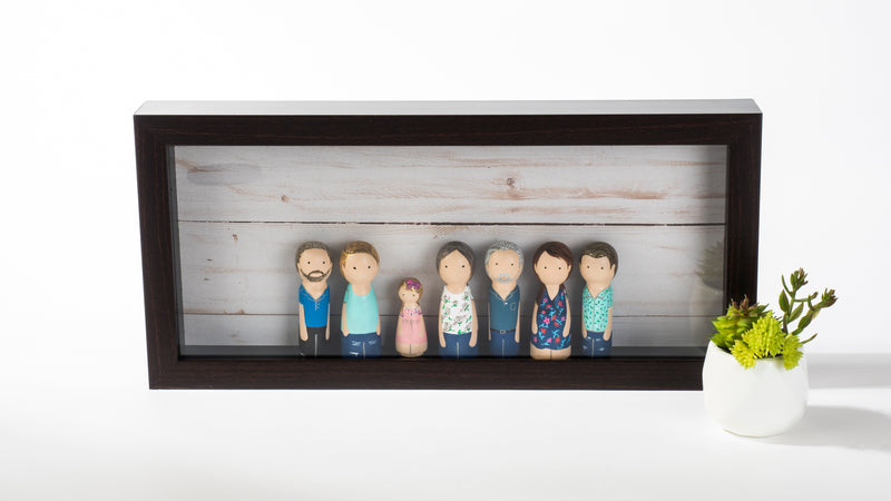Give something unique and personalized.  Custom peg dolls of your family!  They are hand-painted that show the uniqueness of each individual in your family.  This will definitely touch the heart and bring smiles, may be even happy tears to your family.   These are great for parent's gifts, grandparent’s gifts, birthdays, anniversary gifts, couples’ gifts, or any other occasions.
