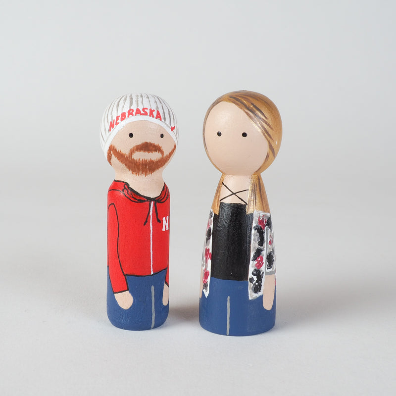 Give something unique and personalized.  Custom peg dolls of your family!  They are hand-painted that show the uniqueness of each individual in your family.  This will definitely touch the heart and bring smiles, may be even happy tears to your family.   These are great for parent's gifts, grandparent’s gifts, birthdays, anniversary gifts, couples’ gifts, or any other occasions.
