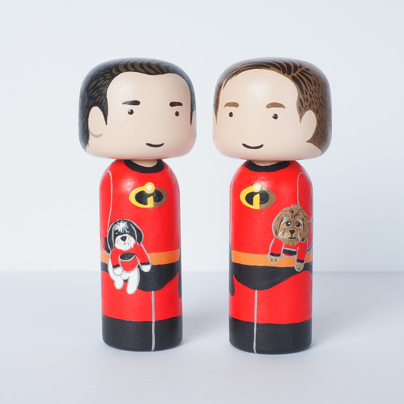 The Incredibles - custom family Kokeshi portrait