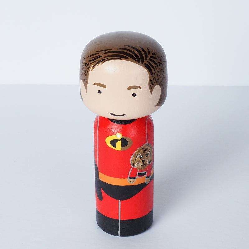 The Incredibles - custom family Kokeshi portrait with pets