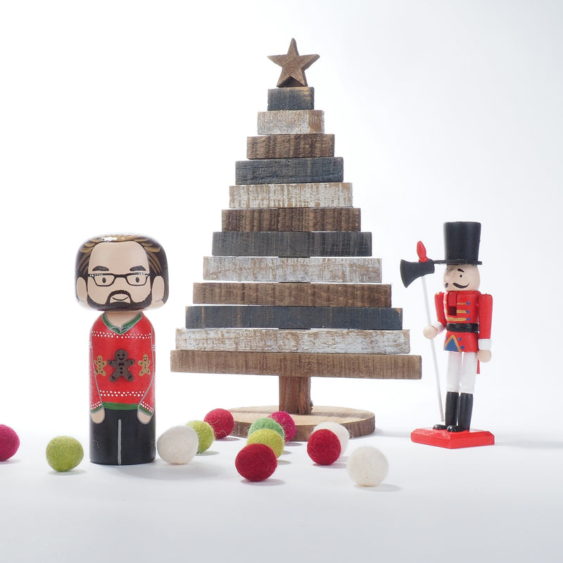 Ugly Christmas Sweater Family Portrait Kokeshi Dolls