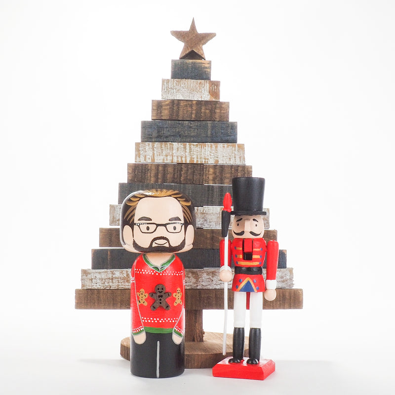 Ugly Christmas Sweater Family Portrait Kokeshi Dolls