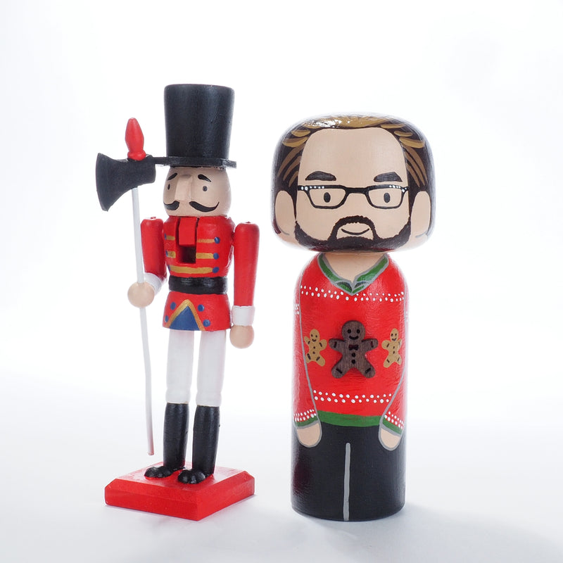 Ugly Christmas Sweater Family Portrait Kokeshi Dolls