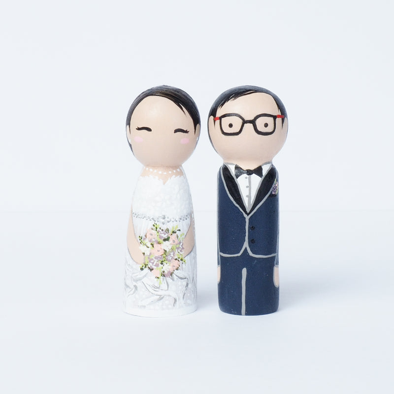Wedding Peg dolls, custom wedding portrait cake topper