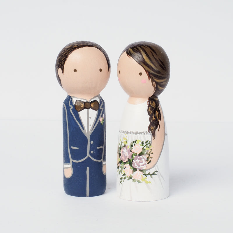 Wedding Portraits with pets on Peg dolls - cake topper