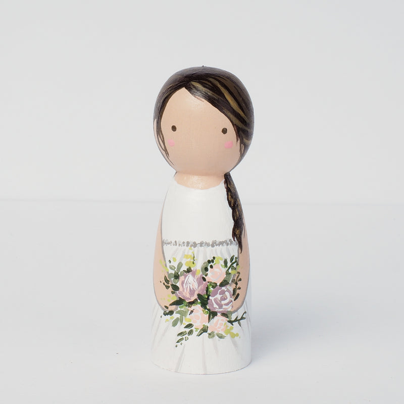 Wedding Portraits with pets on Peg dolls - cake topper