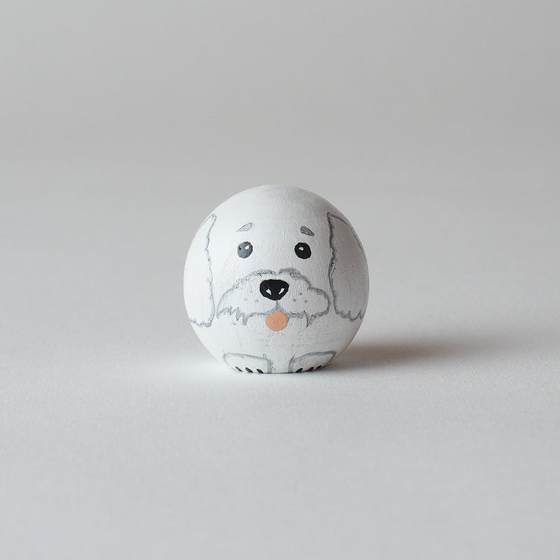 White Dog Peg Dolls – Unique pet portrait for pet owners.  Custom dog portrait on a wooden peg doll!  The pet peg doll is hand-painted that show the uniqueness of the pet.  What a unique gift for pet owners or for yourself.  Perfect and unique gift for dog lovers!  It is also a great gift for pet memorials.  It will touch the heart.
