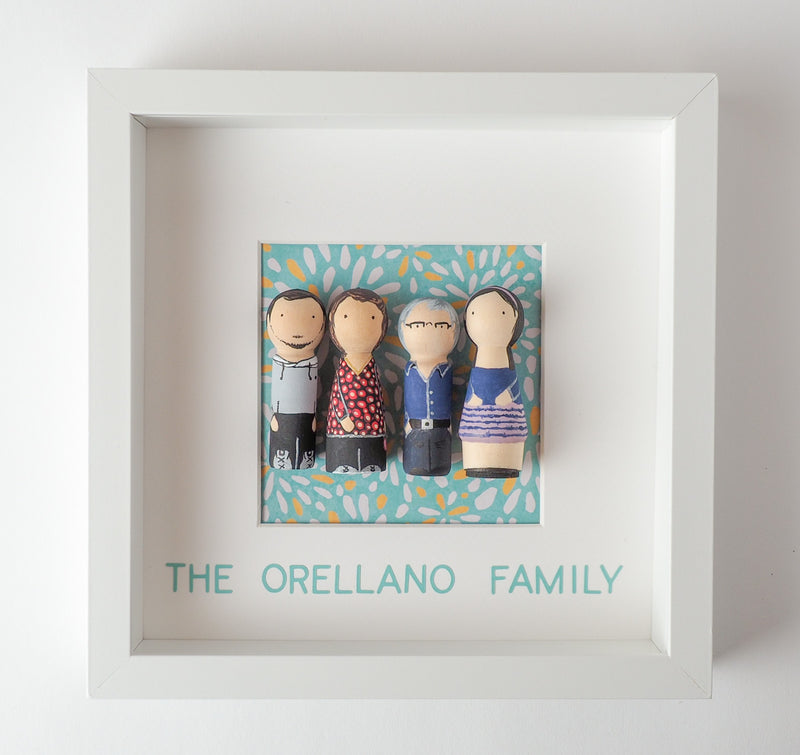 Family Peg Dolls - Give something unique and personalized.  Custom peg dolls of your family!  They are hand-painted that show the uniqueness of each individual in your family.  This will definitely touch the heart and bring smiles, may be even happy tears to your family.   These are great for parent's gifts, grandparent’s gifts, birthdays, anniversary gifts, couples’ gifts, or any other occasions.