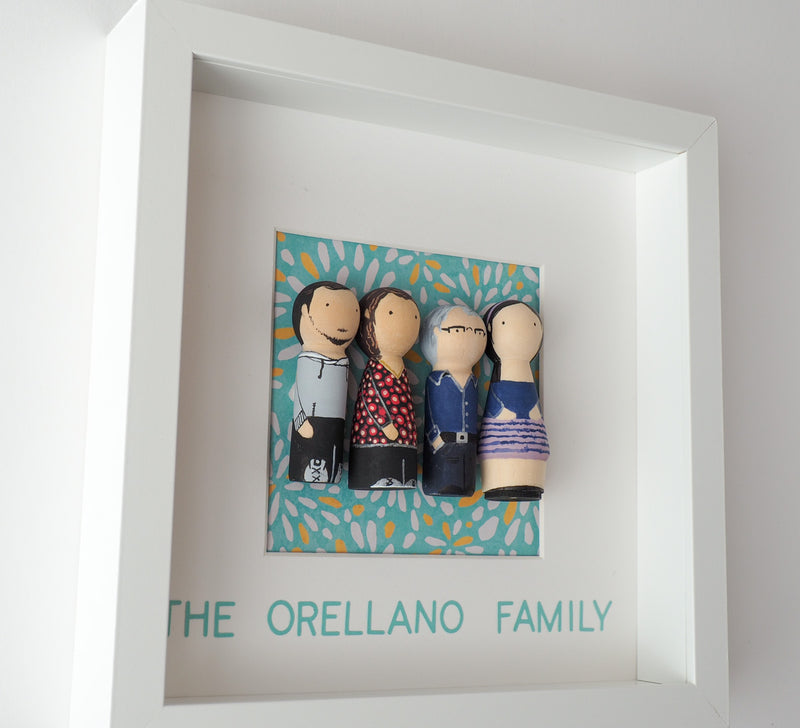 Family Peg Dolls - Give something unique and personalized.  Custom peg dolls of your family!  They are hand-painted that show the uniqueness of each individual in your family.  This will definitely touch the heart and bring smiles, may be even happy tears to your family.   These are great for parent's gifts, grandparent’s gifts, birthdays, anniversary gifts, couples’ gifts, or any other occasions.