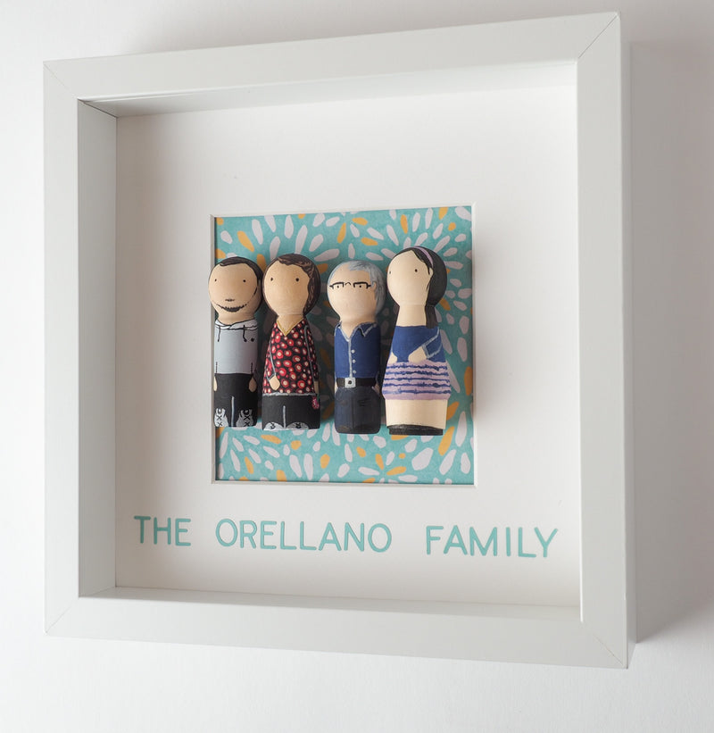Family Peg Dolls - Give something unique and personalized.  Custom peg dolls of your family!  They are hand-painted that show the uniqueness of each individual in your family.  This will definitely touch the heart and bring smiles, may be even happy tears to your family.   These are great for parent's gifts, grandparent’s gifts, birthdays, anniversary gifts, couples’ gifts, or any other occasions.