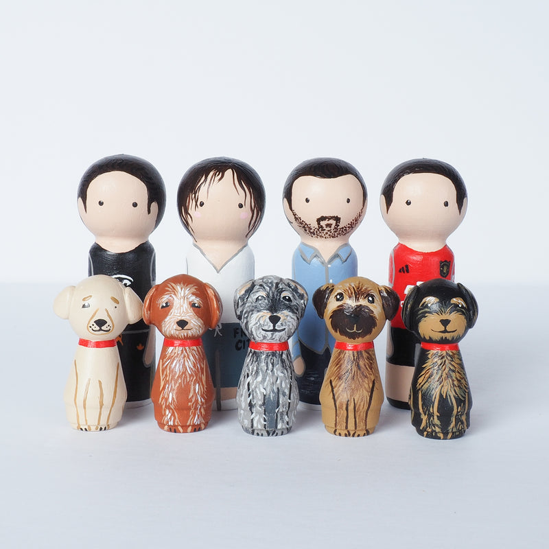 Family Peg Dolls with pets