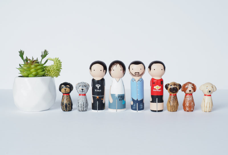 Family Peg Dolls with pets