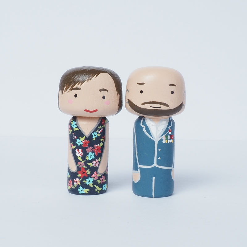 Give something unique and personalized.  Custom peg and Kokeshi dolls of your family!  They are hand-painted that show the uniqueness of each individual in your family.  This will definitely touch the heart and bring smiles, may be even happy tears to your family.   These are great for parent's gifts, grandparent’s gifts, birthdays, anniversary gifts, couples’ gifts, or any other occasions.